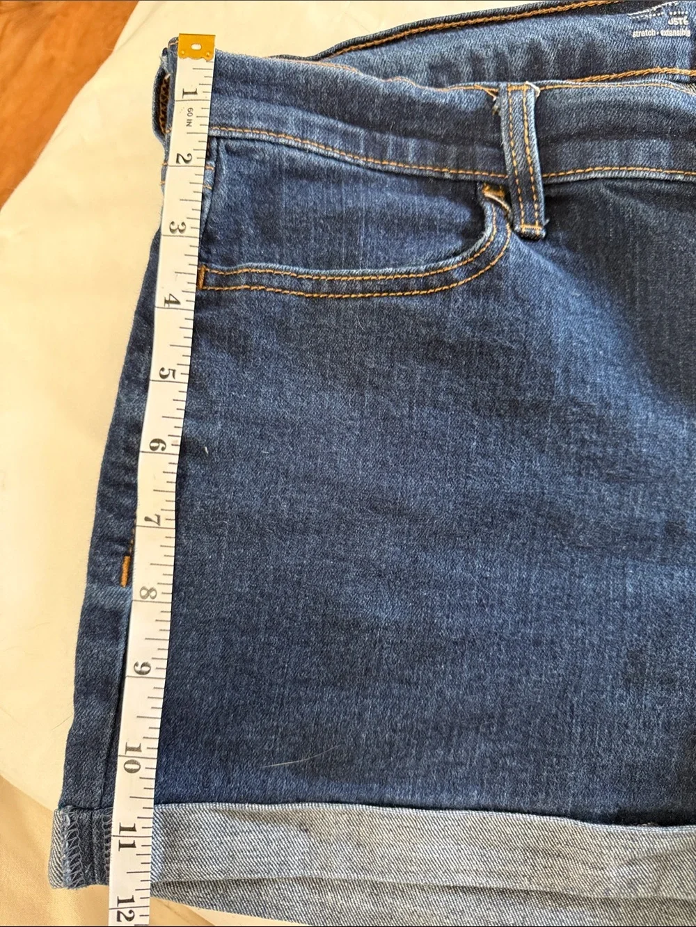 Old Navy Semi-Fitted Dark Blue Rolled-Hem Denim Shorts